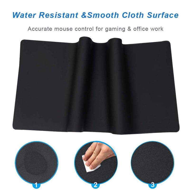 YEBMoo Extra Large Gaming Mouse Pads/Extended Protective Office Desk Mouse Mat Non-Slip Professional Precision Tracking Surface (35.4" x 15.7") for PC Computer Laptop (90x40Black001) - Image 3